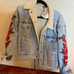 Levi's oversized denim jacket with rose detail